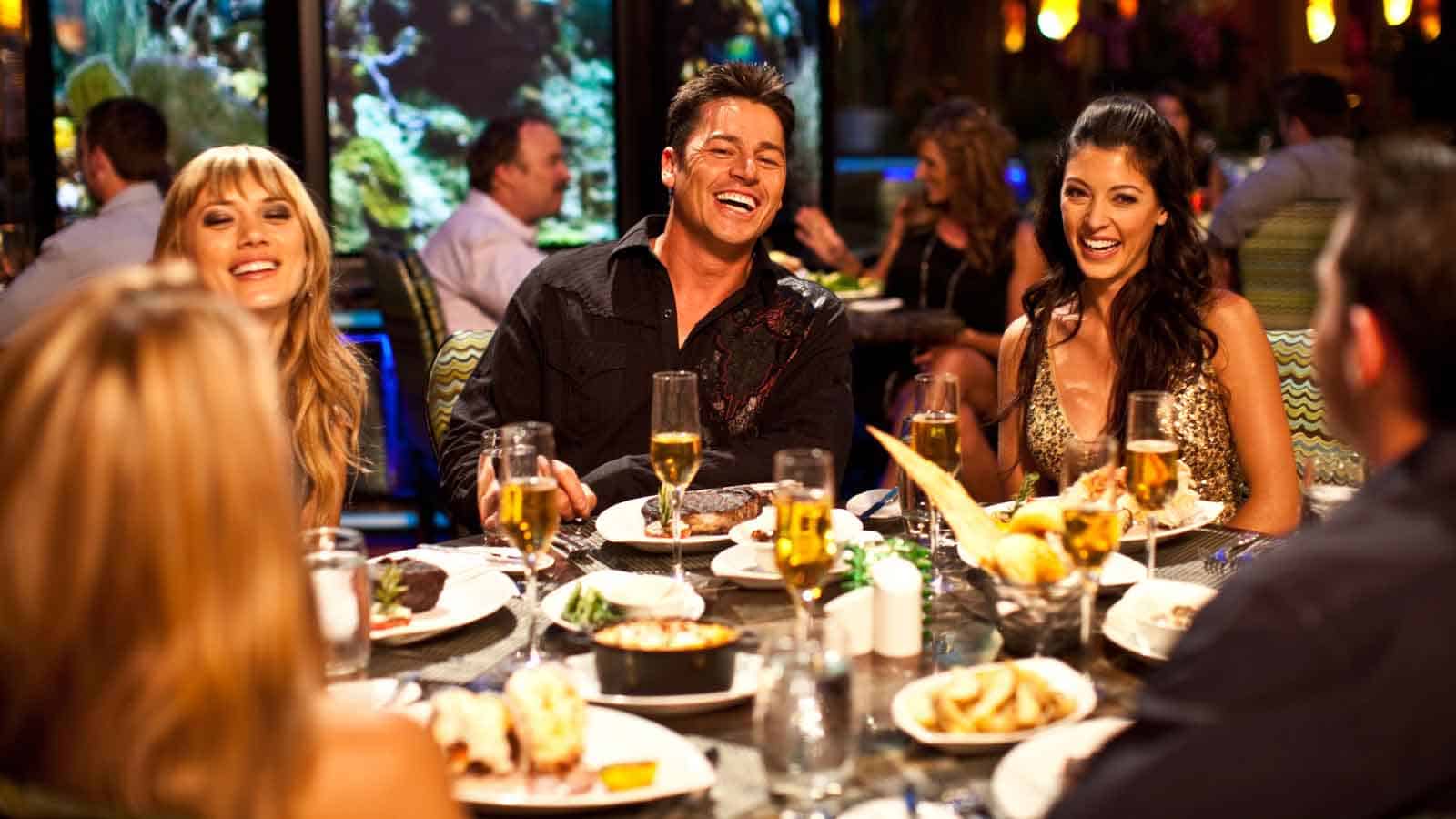 Group of friends dining in Las Vegas